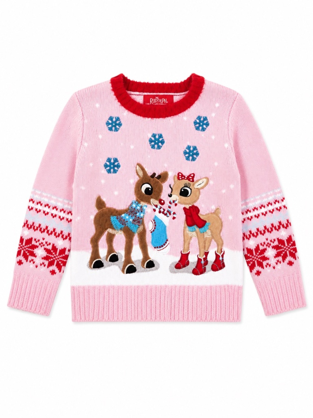 New - Rudolph the Red Nose Reindeer Girls Christmas Sweater in Pink | Size M (5)